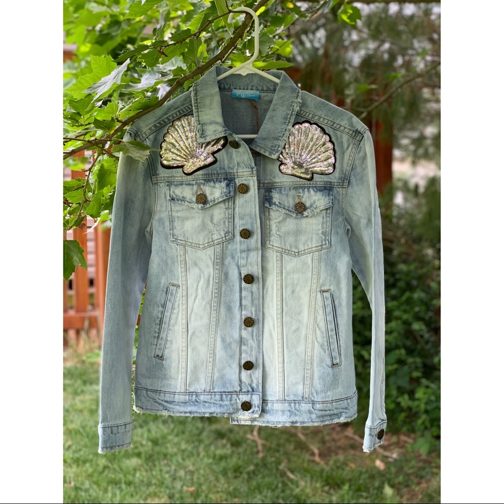 Show Me Your Mumu Sparkly Seashell Jean Jacket.
